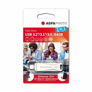 AgfaPhoto-USB-Stick-64-GB-USB-3.0-USB-TypeC-2in1-USB-3.2-Gen.-1-Lesen-45MBsec_-Schreiben-15MBsec.